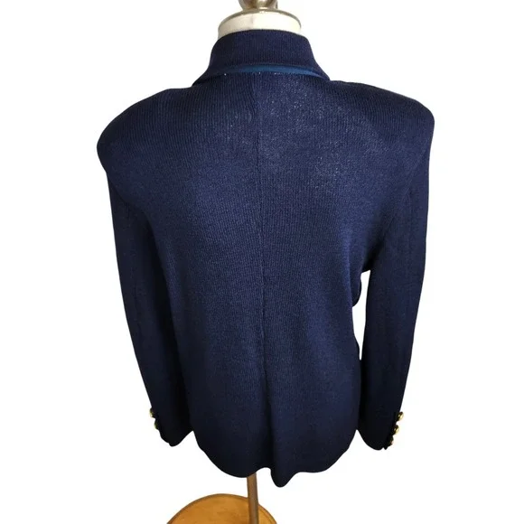 St. John Navy Blue Blazer with Gold Buttons - Picture 5 of 15